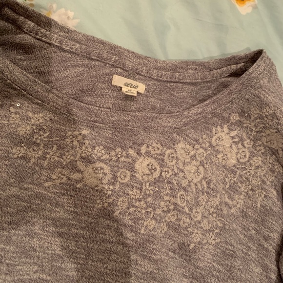 Aerie Soft Grey Long sleeve with Embroidery Size S - Picture 3 of 3